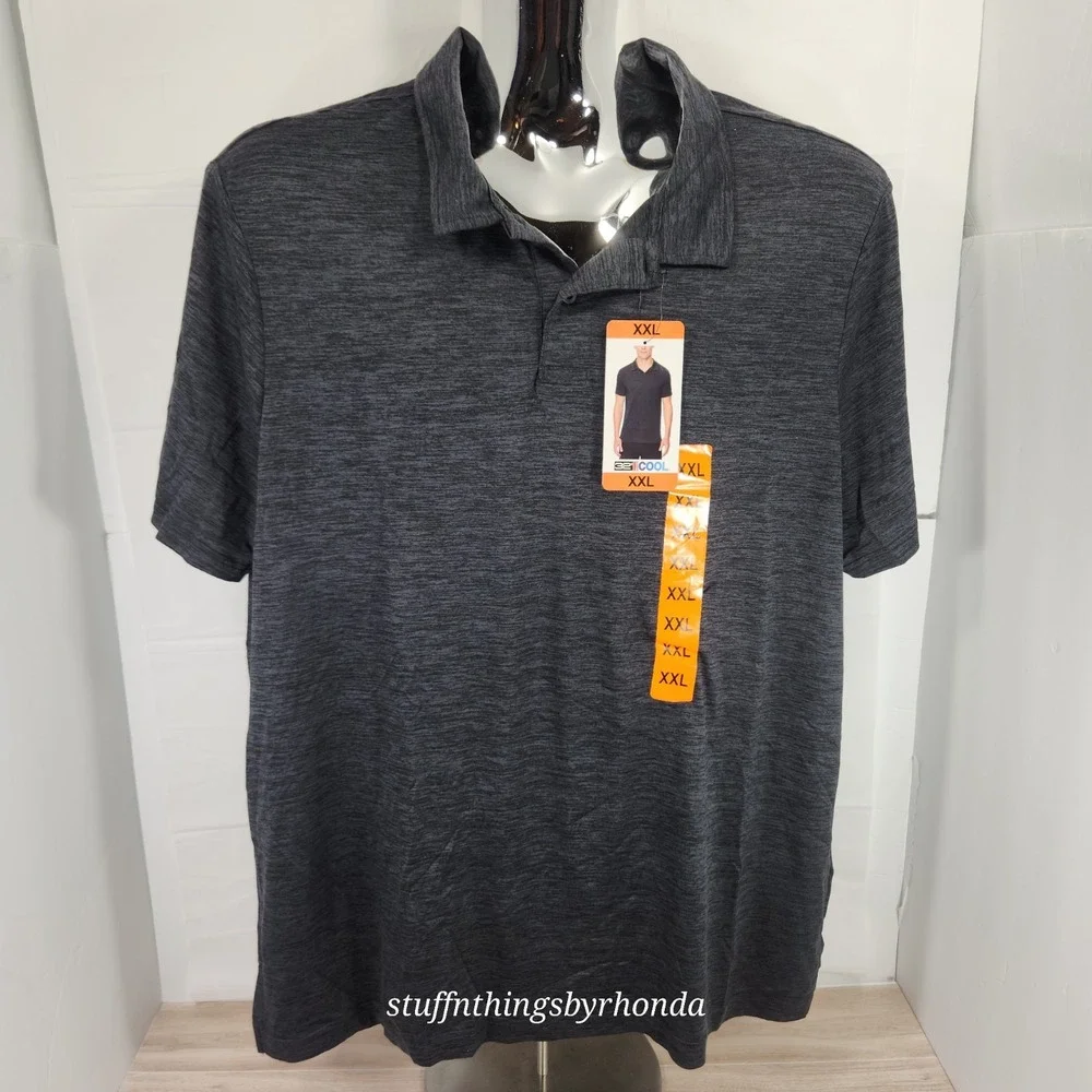 32 Degrees Cool Men's Light Weight Performance Polo 2XL‎ Black Space Dye Golf